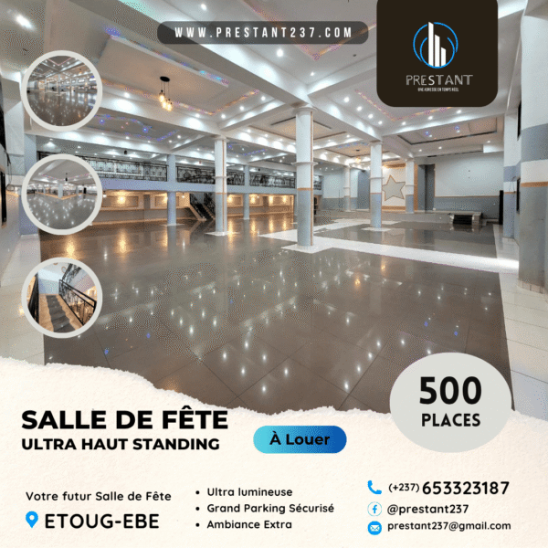 Grande et Magnifique Salle de Fête 500Places à louer en Route à Etoug-Ebe