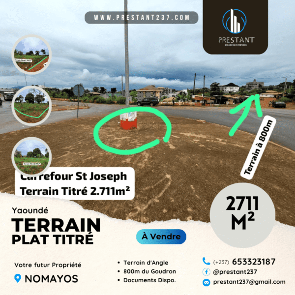 Magnifique Terrain d'Angle Titré de 2.711m² à vendre à Nomayos